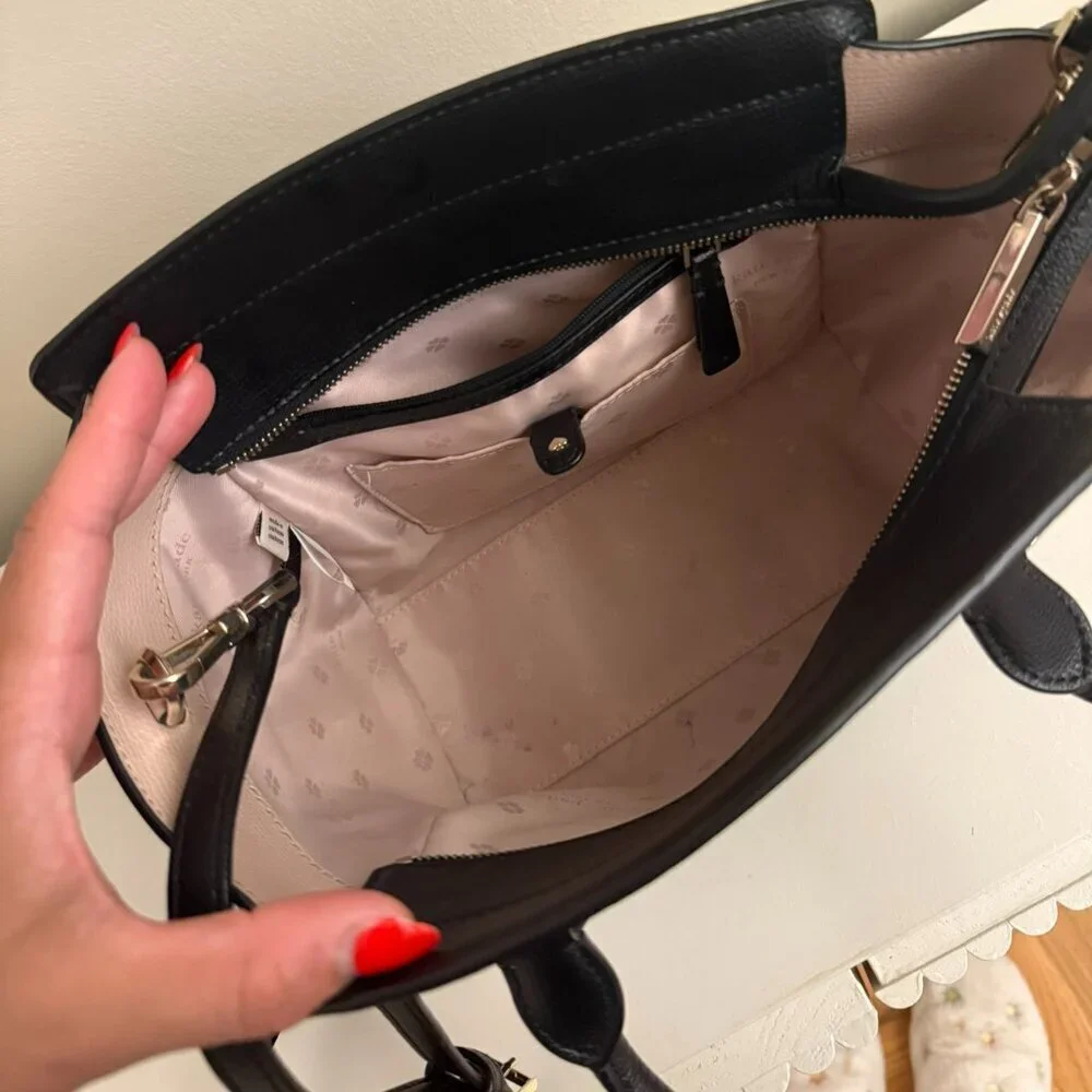 Kate Spade New York Sydney Satchel Crossbody Black Pink Gold Medium Tote